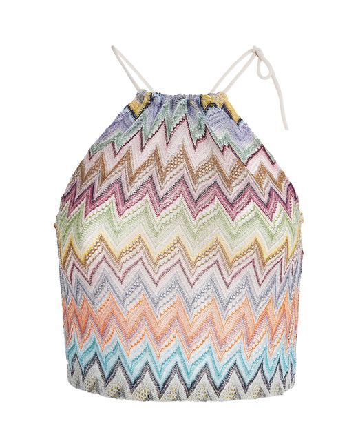 Missoni Gray Zigzag Tie-Strap Crop Top