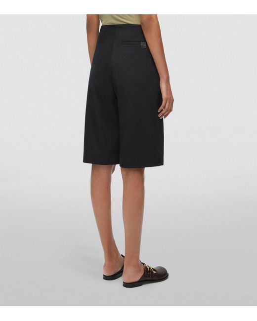 Loewe Black Cotton-blend Wrapped Pleated Shorts