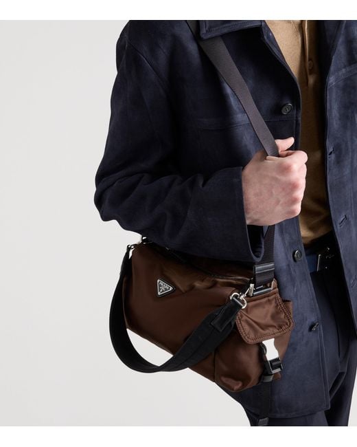 Prada Black Re-Nylon And Leather Explore Shoulder Bag for men