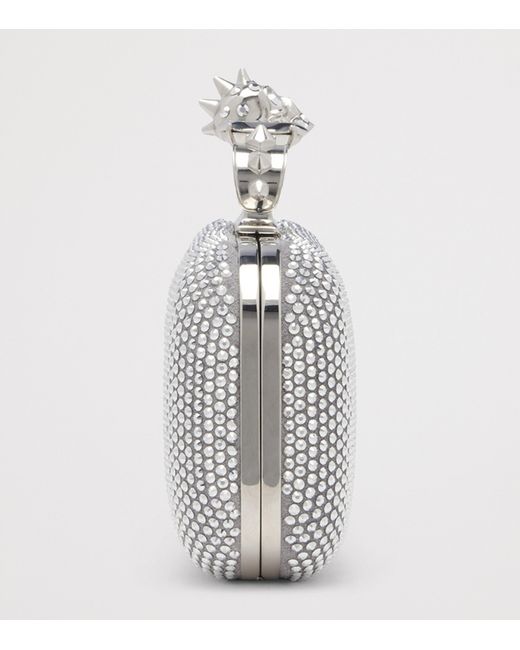 McQueen Gray Skull Four-Ring Clutch Bag