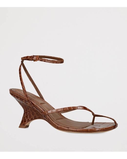 Jonathan Simkhai Brown Croc-Embossed Leather Kelsey Heeled Sandals 75
