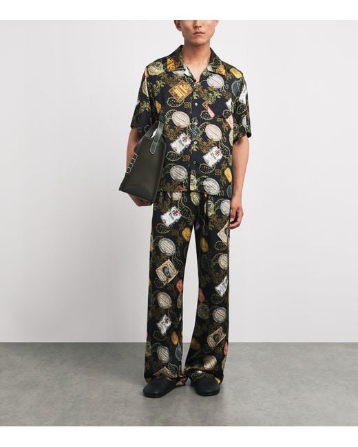 Rhude Black Bandana Print Wide-Leg Trousers for men