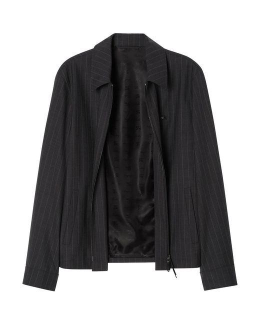 Burberry Black Wool Pinstripe Bloomsbury Harrington Jacket for men
