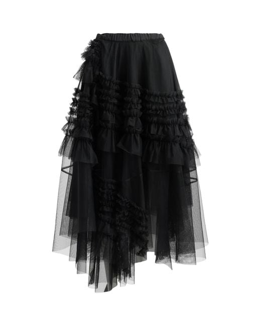 AllSaints Black Tulle Jen Midi Skirt