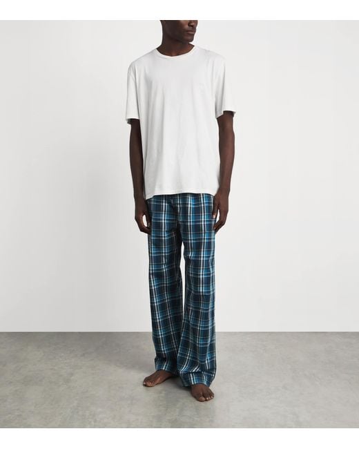 Derek Rose Blue Check Barker Pyjama Bottoms for men