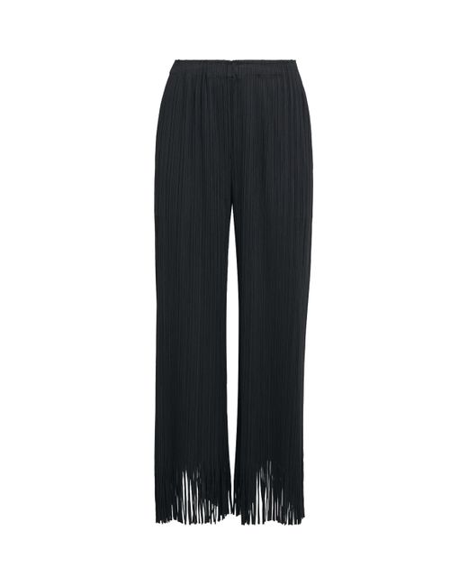 Pleats Please Issey Miyake Black Wave Wide-Leg Trousers
