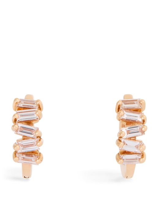 Suzanne Kalan Metallic And Diamond Bold Huggie Earrings