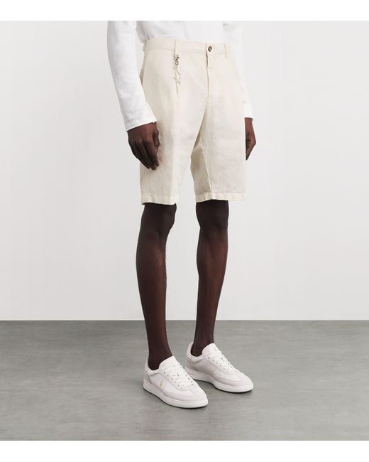 Paul & Shark White Cotton-Linen Bermuda Shorts for men