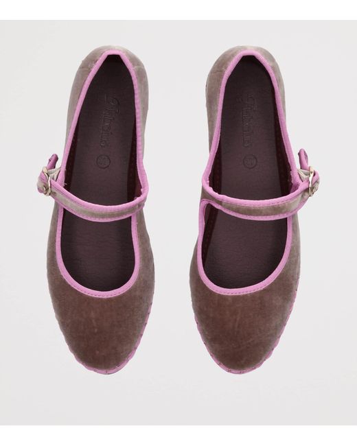 Flabelus Pink Velvet Odiseo Mary Janes