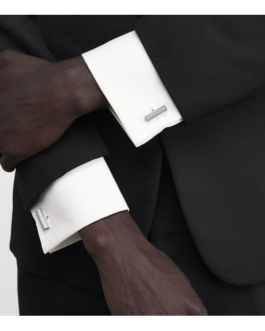 Tateossian White Polished Cable Rope Cufflinks for men