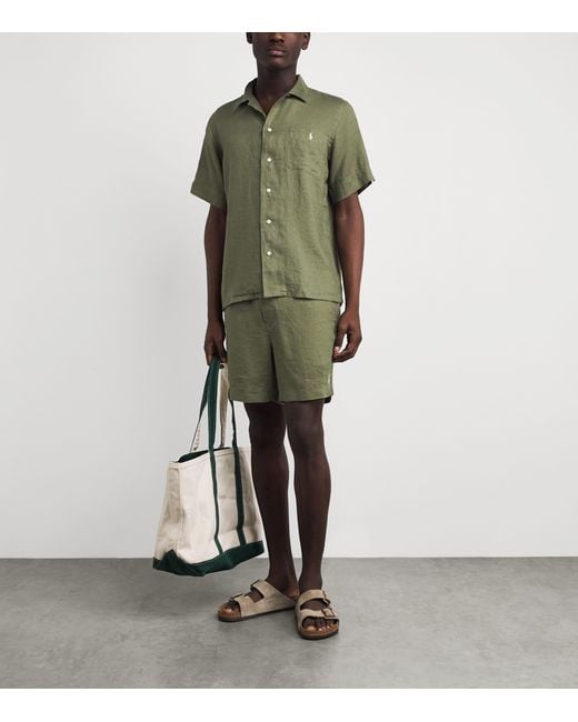 Polo Ralph Lauren Green Linen Short-Sleeve Classic-Fit Shirt for men