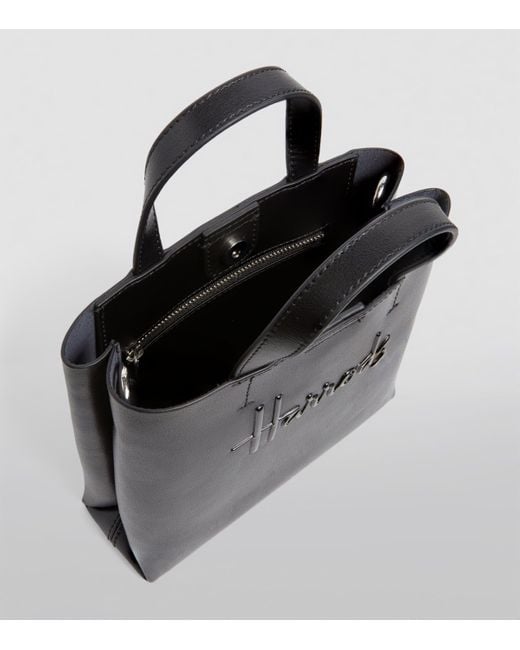 Harrods Black Mini Leather Kensington Tote Bag