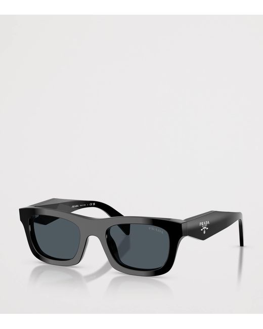 Prada Black Acetate Rectangular Sunglasses