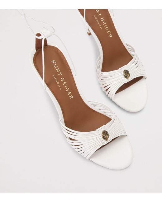 Kurt Geiger White Leather Embellished Heeled Sandals