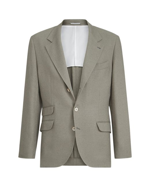 Brunello Cucinelli Green Deconstructed Cavallo Blazer for men