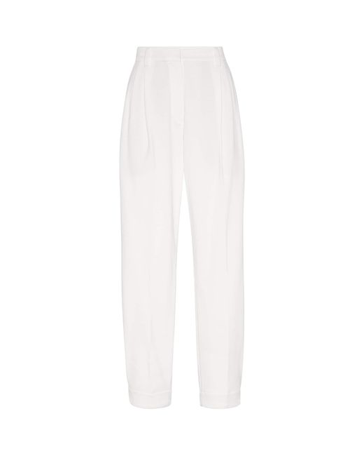 Brunello Cucinelli White Techno Cotton Piqué Sartorial Trousers