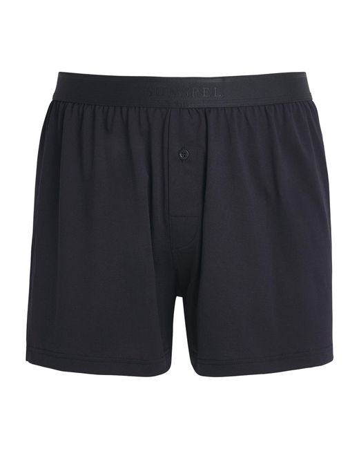 Sunspel Blue Superfine Cotton Boxer Shorts for men