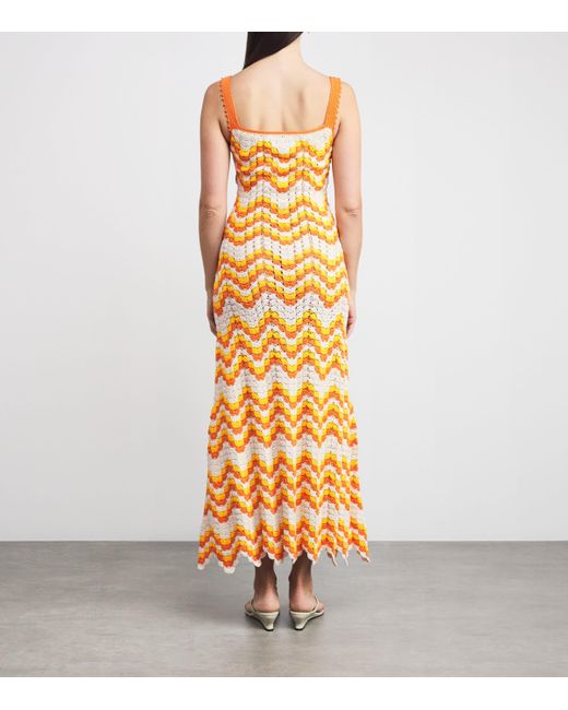 Escvdo Metallic Organic Cotton Crochet Marea Maxi Dress