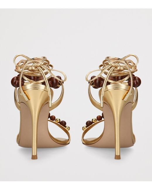Gianvito Rossi Metallic Leather Embellished Pandawa Wrap Sandals 95