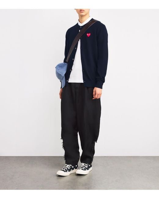 COMME DES GARÇONS PLAY Blue Wool Heart Cardigan for men
