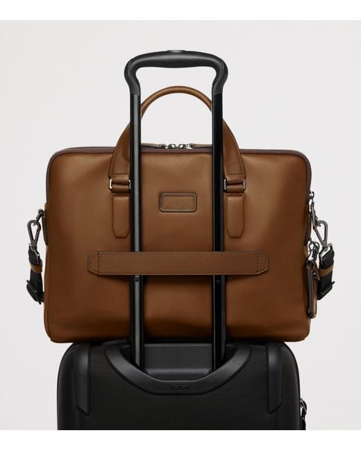 Tumi Brown Leather Harrison Briefcase for men