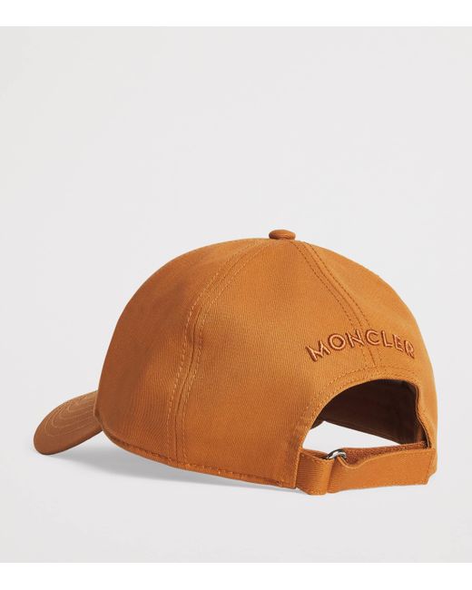 Moncler Orange Cotton Logo Baseball Cap for men