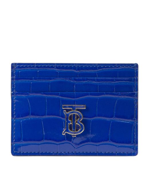 Shop Burberry TB Alligator-Embossed Leather Pouch
