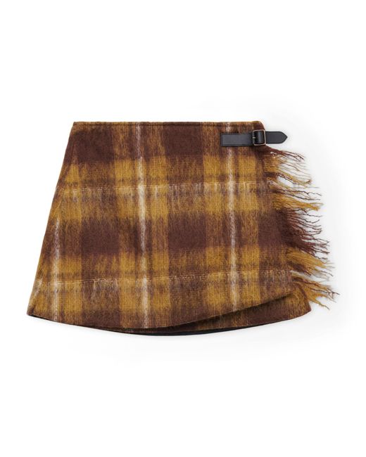 Loewe Brown Mohair-Wool Buckled Mini Skirt