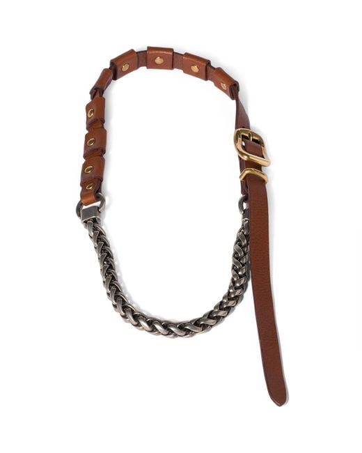 Miu Miu White Leather Studded Necklace