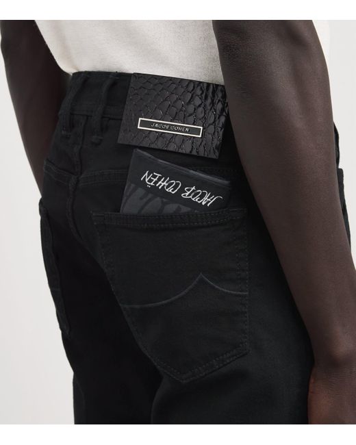 Jacob Cohen Black Crocodile Skin-Patch Bard Slim Jeans for men