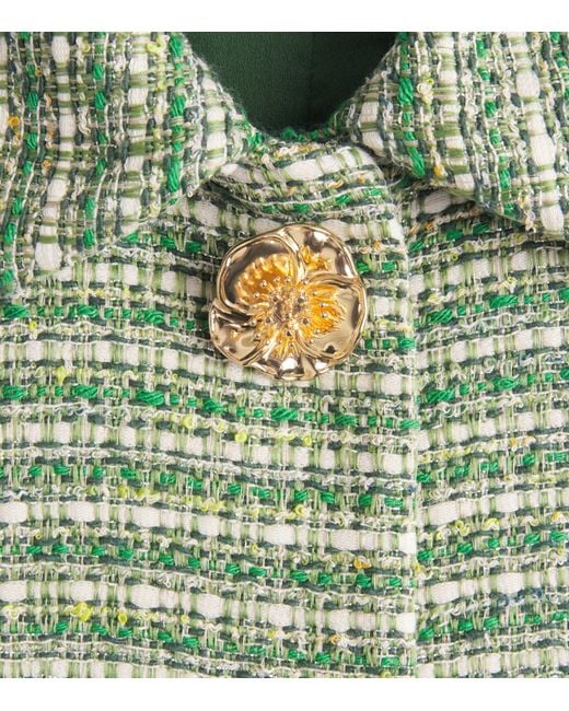 Carolina Herrera Green Tweed Cropped Jacket