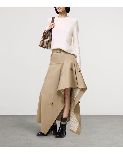 Burberry Natural Belted Asymmetric Midi Skirt