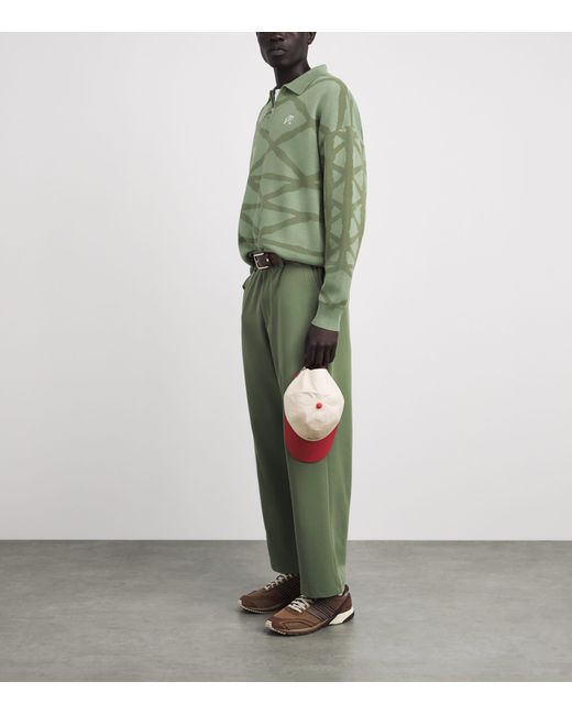Malbon Green Cotton Verdant Quarter-Zip Sweater for men