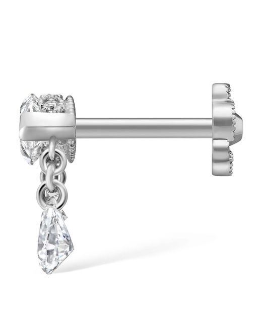 Maria Tash White Triple Teardrop Marquise Diamond Threaded Earring Left
