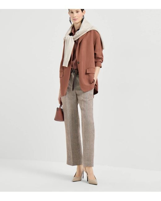 Brunello Cucinelli Brown Twill Tie Blazer