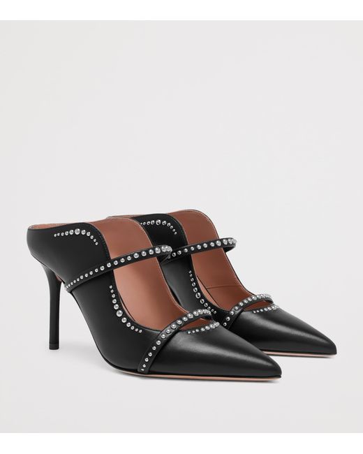 Malone Souliers Black Leather Studded Maureen Heeled Mules 85