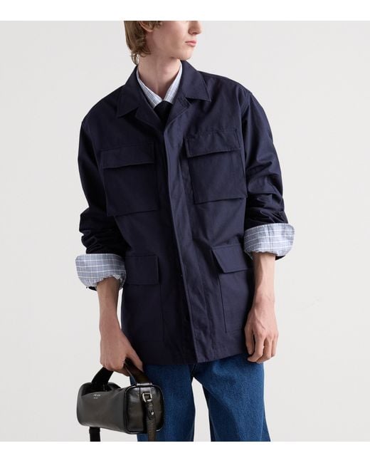 Prada Blue Cotton Safari Jacket for men