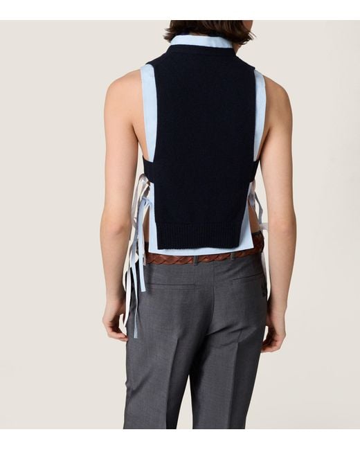 Miu Miu Blue Cashmere Cardigan Vest for men