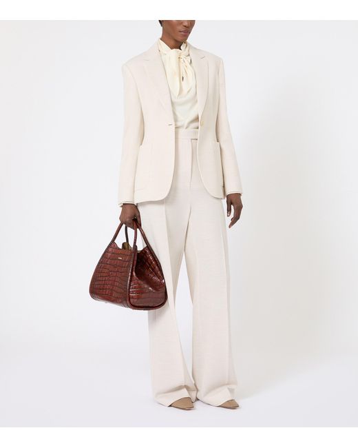 Max Mara White Silk Tie-Neck Blouse