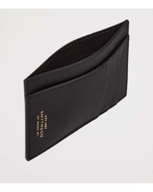 Smythson Black Panama Leather Compact Card Holder for men