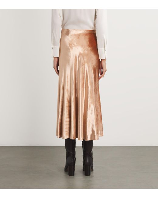 Pink velvet midi skirt online