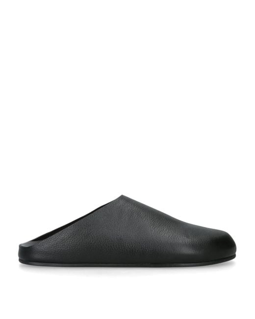 The Row Black Hudson Leather Slides for men