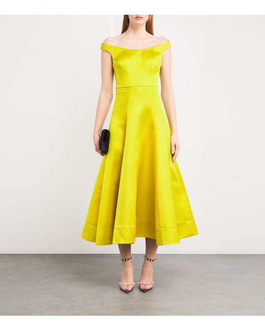 Safiyaa Yellow Duchess Midi Dress