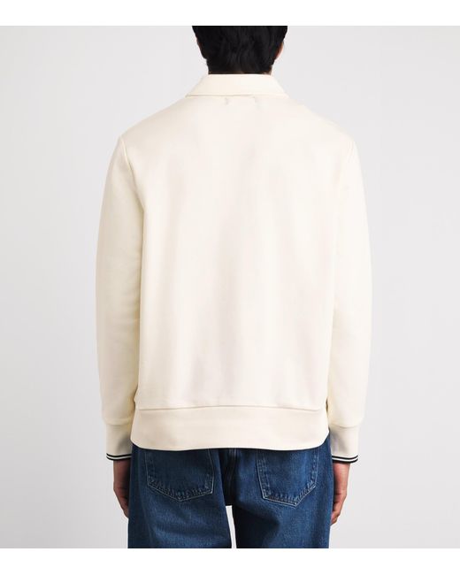 Fred Perry White Cotton Half-Zip Sweatshirt for men