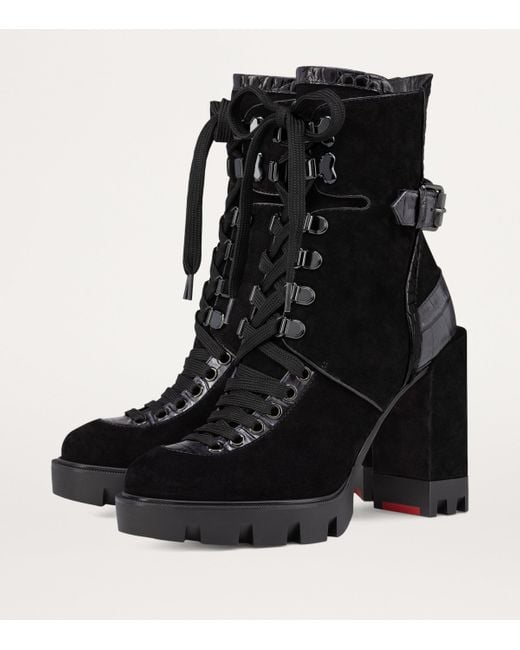 Christian Louboutin Black Macademia Suede Lace-Up Boots 100