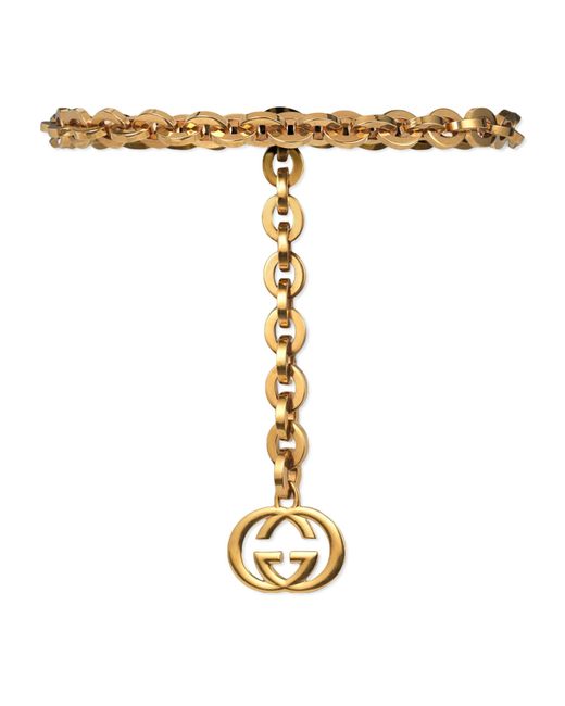 Gucci Metallic Interlocking G Chain-link Belt