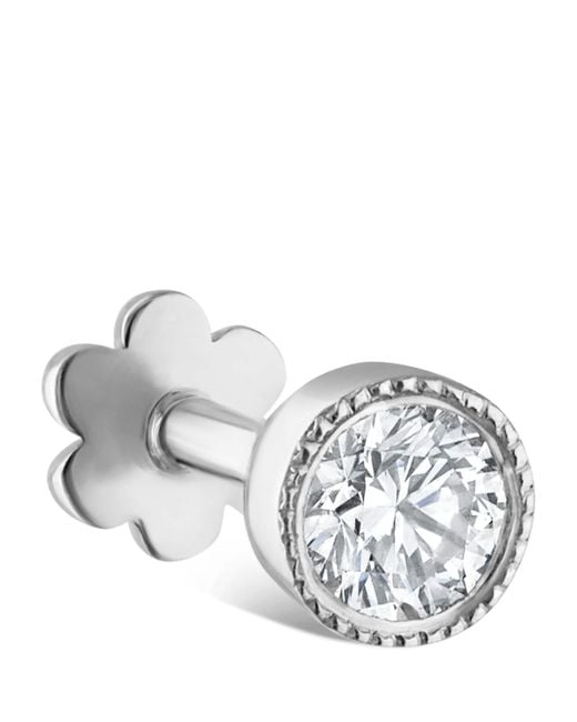 Maria Tash Metallic Scalloped Set Diamond Threaded Single Stud Earring