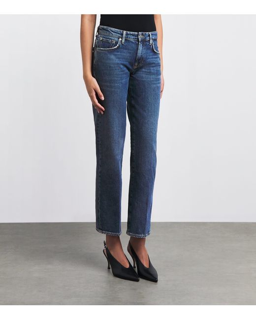 7 For All Mankind Blue Calie Mid-Rise Straight Jeans