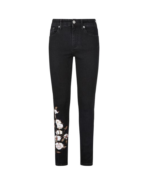 Off-White c/o Virgil Abloh Black Floral Embroidered Skinny Jeans