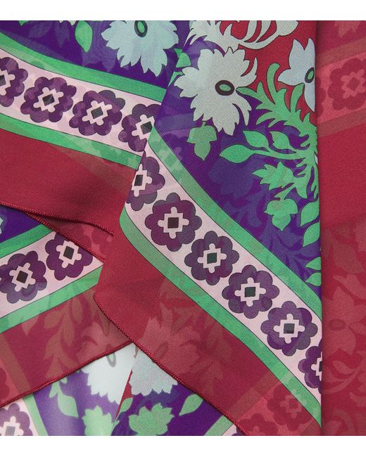 LaDoubleJ Red Silk Chiffon Printed Cape